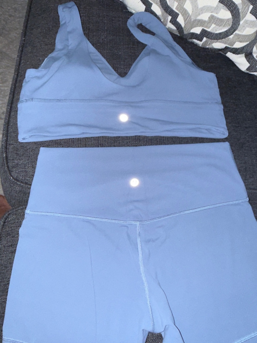 Lululemon Blue Athletic Sports Bra an High-Waisted Align Shorts Set - Picture 2 of 4